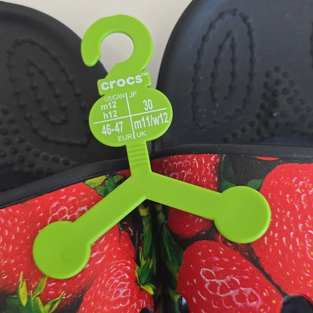 NWT Crocs Men's Classic Hyperreal Strawberry Slides Size 12